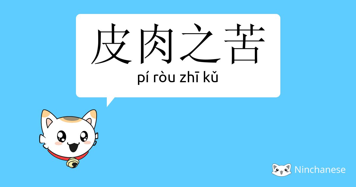 皮肉之苦 Pi Rou Zhi Kǔ Chinese Character Definition English Meaning And Stroke Order Ninchanese